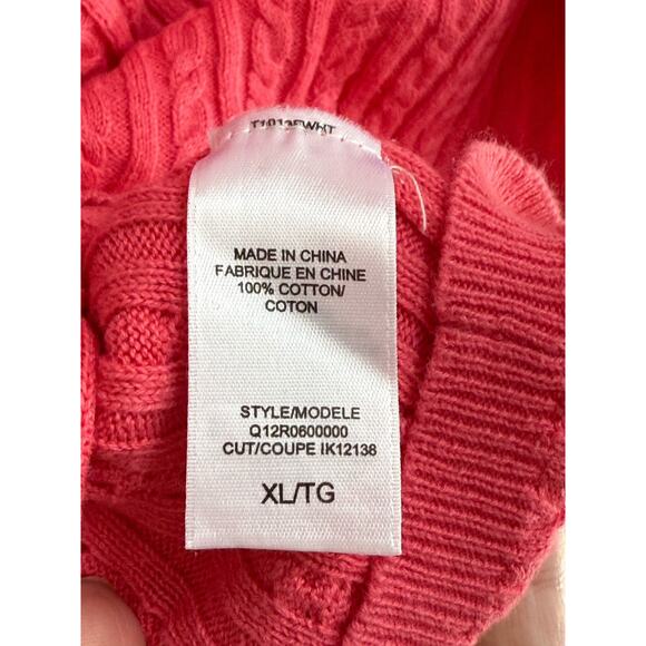 Vtg Y2k Guess Halter Top Sz XL Cable Knit Sweater Tie Pink Preppy Nautical - Picture 7 of 9
